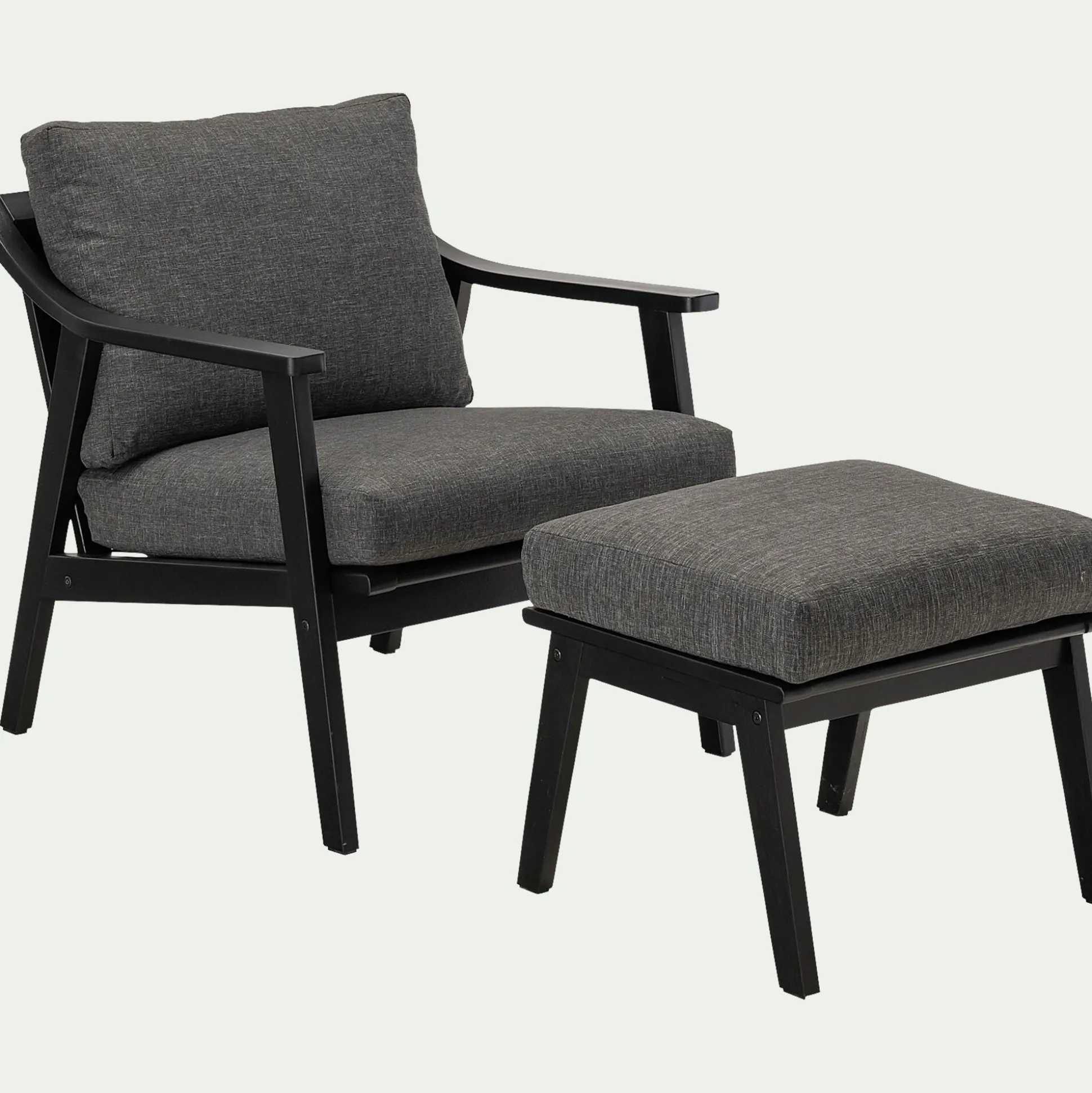 Repose-pieds pour fauteuil en bois d'eucalyptus - noir