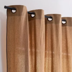 Rideau à œillets en coton finition liseré 140x250cm - brun alep