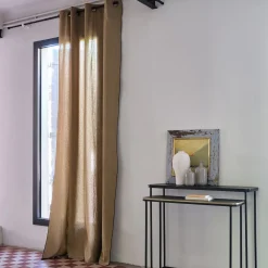 Rideau à œillets en coton finition liseré 140x250cm - brun alep