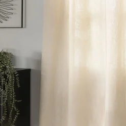 Rideau à œillets en coton finition point de bourdon 140x250cm - beige