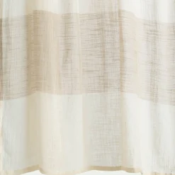 Rideau à nouettes en coton à bande beige 140x250cm - blanc
