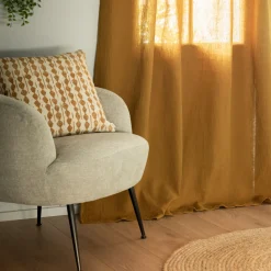 Rideau à nouettes en gaze de coton finition point de cheval 130x250cm - jaune alep