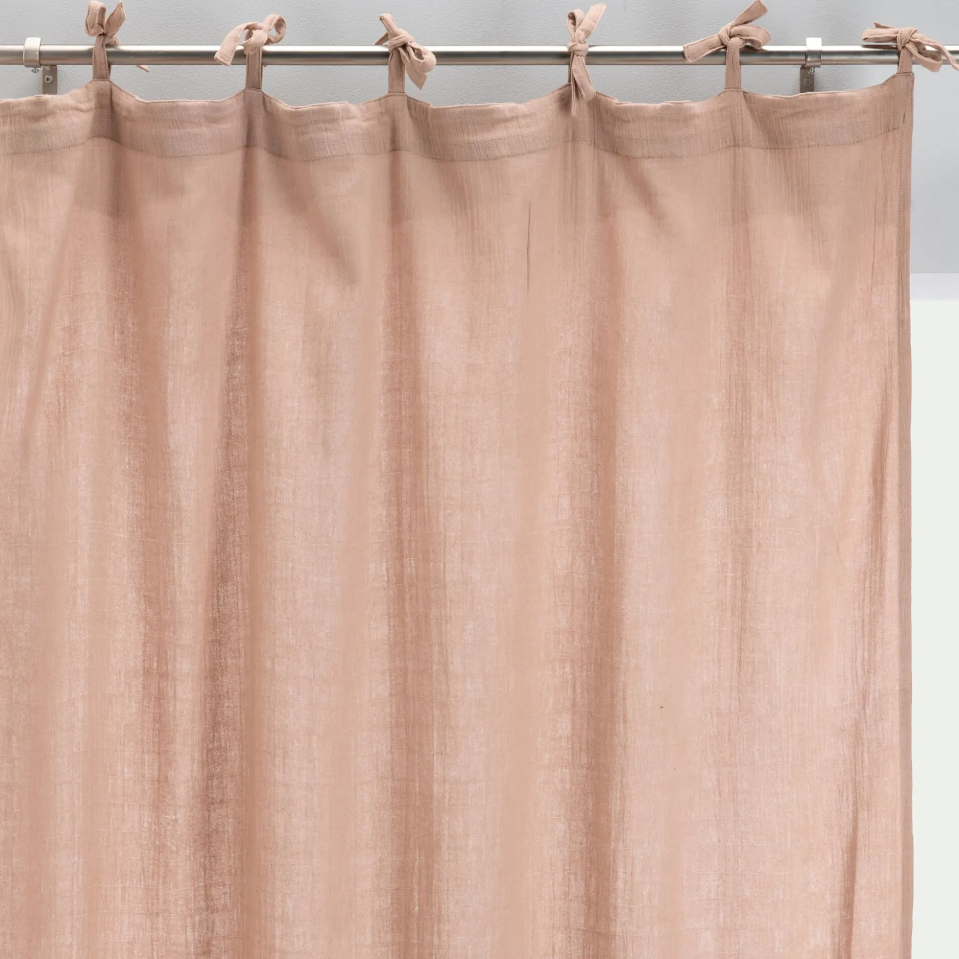 Rideau à nouettes en gaze de coton - rose salina - 140x250cm