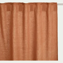 Rideau à pasants cachés en lin lavé finition surpiqure 140x260cm - brun rustrel