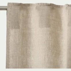 Rideau à passants cachés en lin lavé finition surpiqure 140x300cm - beige
