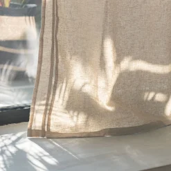 Rideau à passants cachés en lin et coton finition liseré 140x250cm - beige