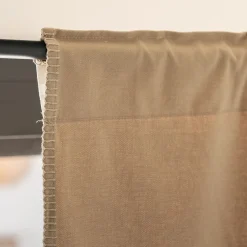 Rideau à passants cachés en coton finition point de cheval 140x250cm - beige corde