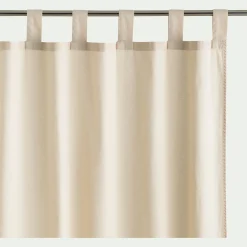 Rideau à passants en coton lavé finition couture 140x250cm - beige