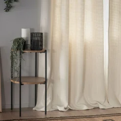 Rideau à passants en polyester texturé 140x250cm - blanc écru