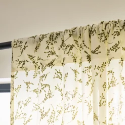 Rideau passe-tringle en coton motif végétal 140x250cm - vert