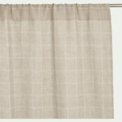 Rideau passe-tringle en lin à carreaux 140x250cm - beige