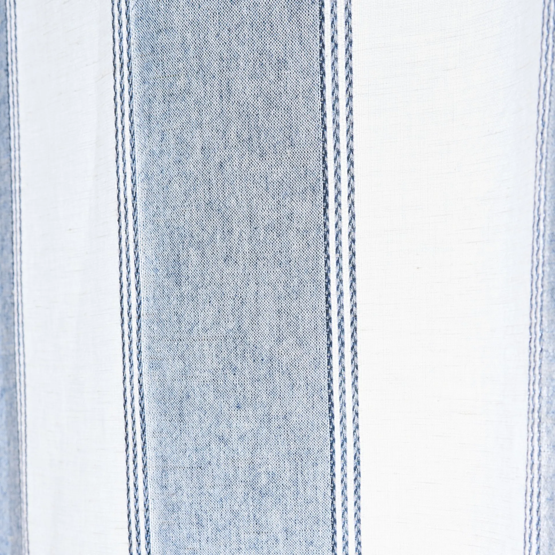 Rideau passe-tringle en lin et coton à rayures 140x250cm - bleu