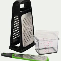 Râpe 4 faces avec récupérateur en inox - noir