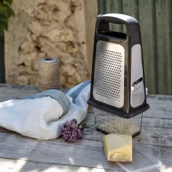 Râpe 4 faces avec récupérateur en inox - noir