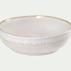 Saladier à motif végétal en grès D26cm - beige alpilles