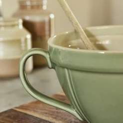 Saladier avec bec verseur en grès D21,3cm - vert