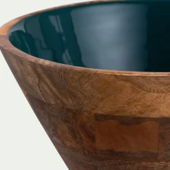 Saladier en bois de manguier D25cm - bleu prusse
