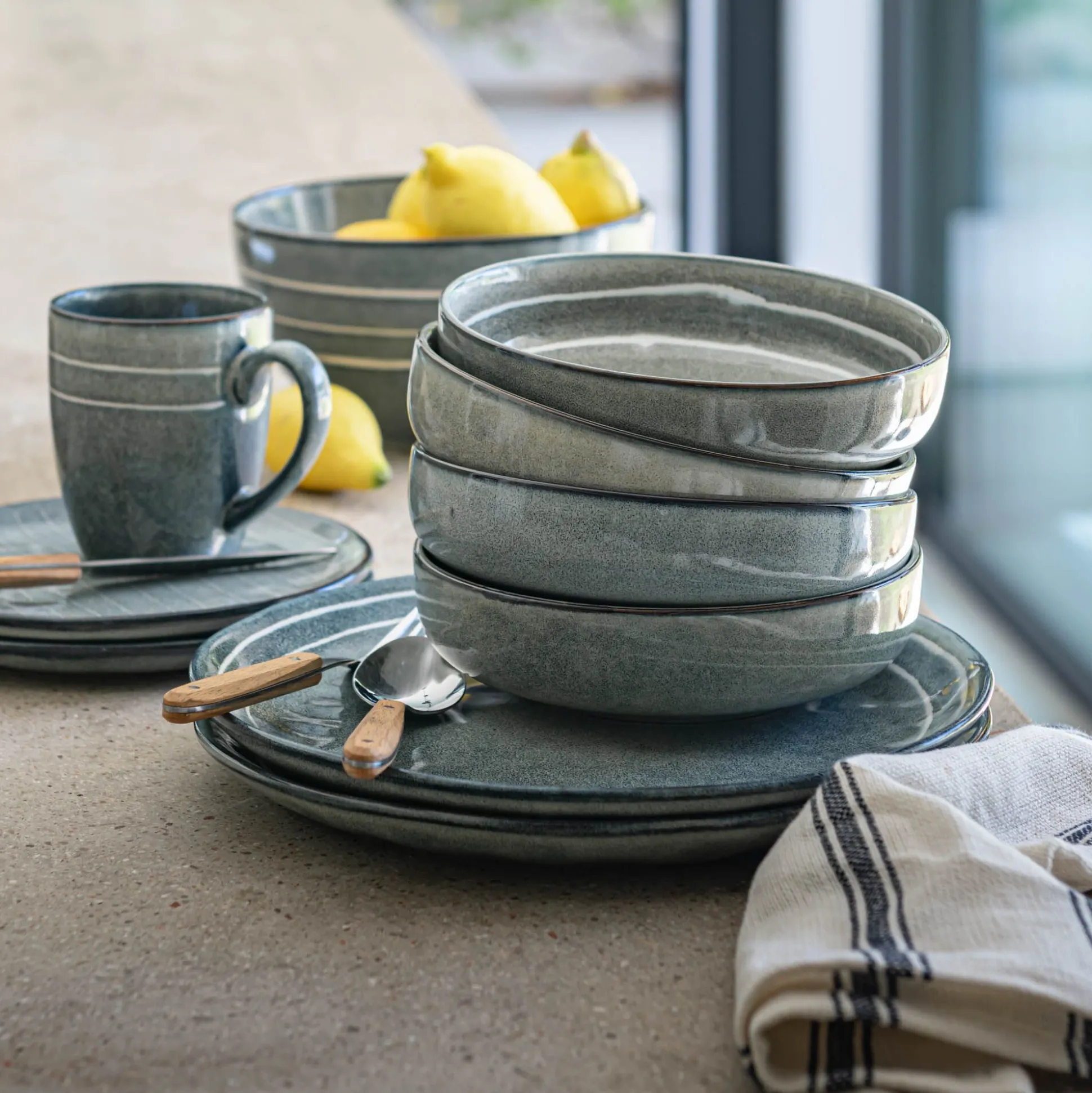 Saladier en grès D20cm - bleu calaluna