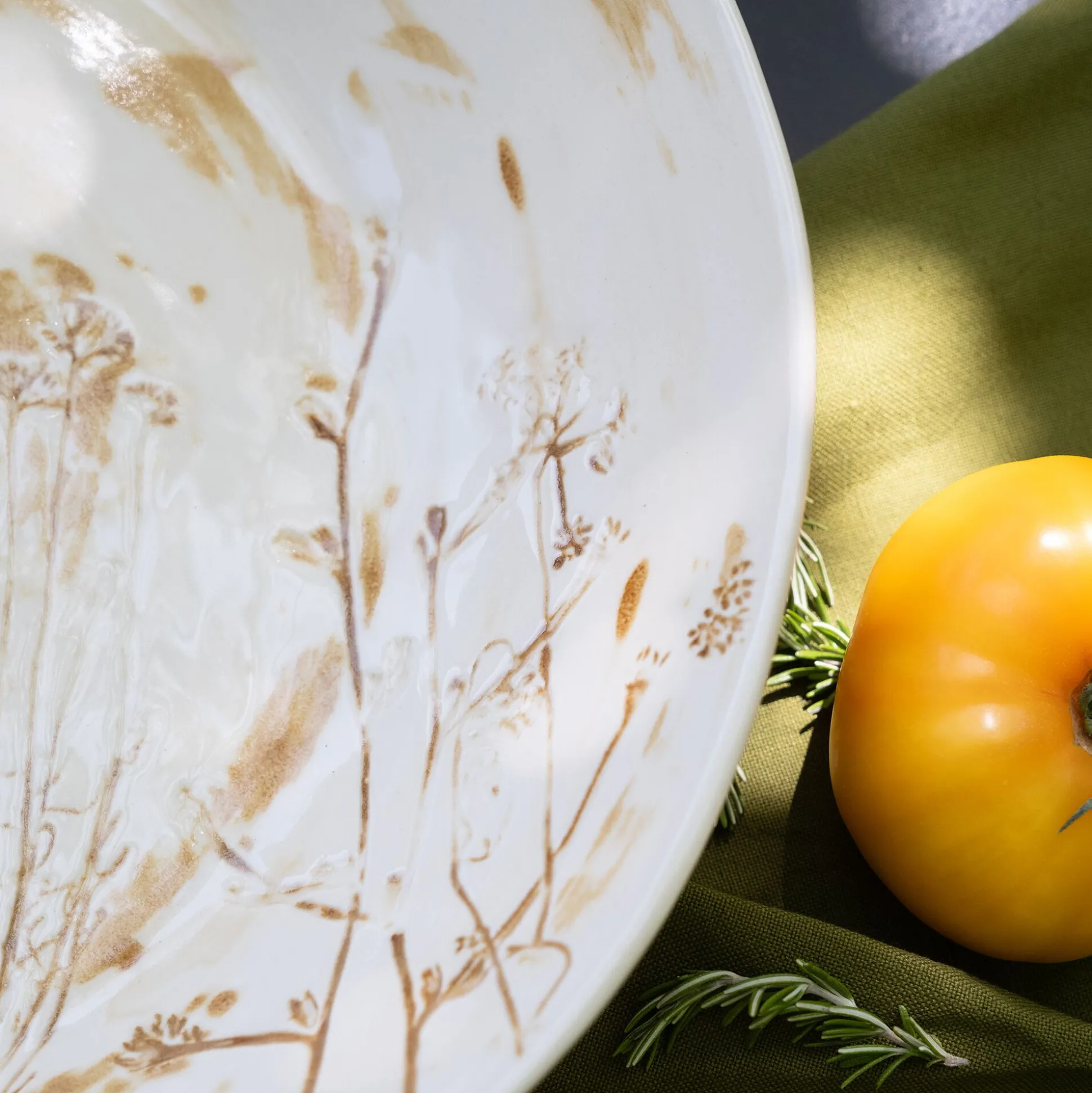 Saladier en grès D35cm - jaune argan