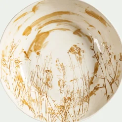 Saladier en grès D35cm - jaune argan