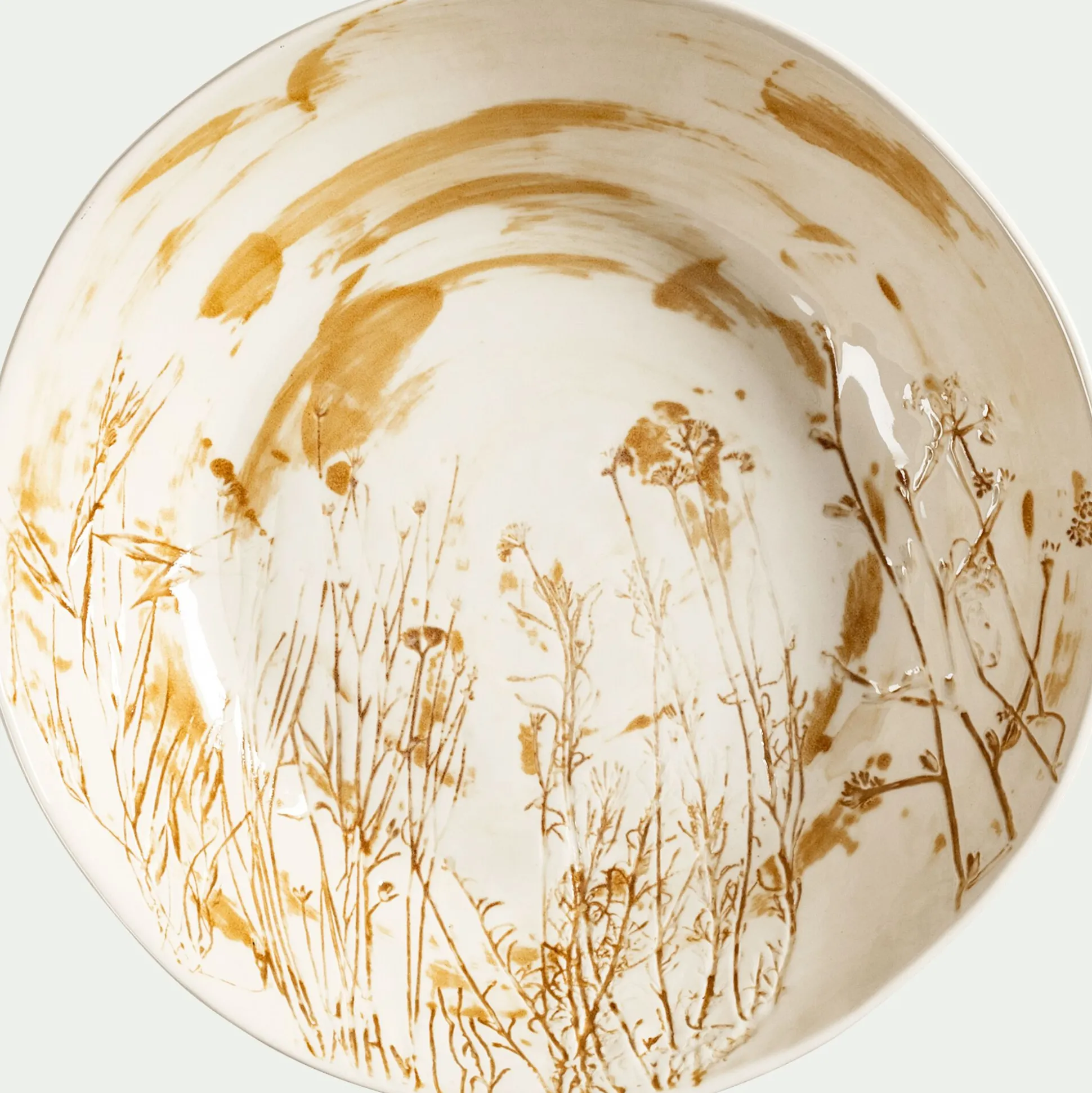 Saladier en grès D35cm - jaune argan