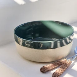 Saladier en grès D26,5cm - vert oyat