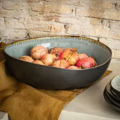 Saladier en grès émail réactif D33cm - gris