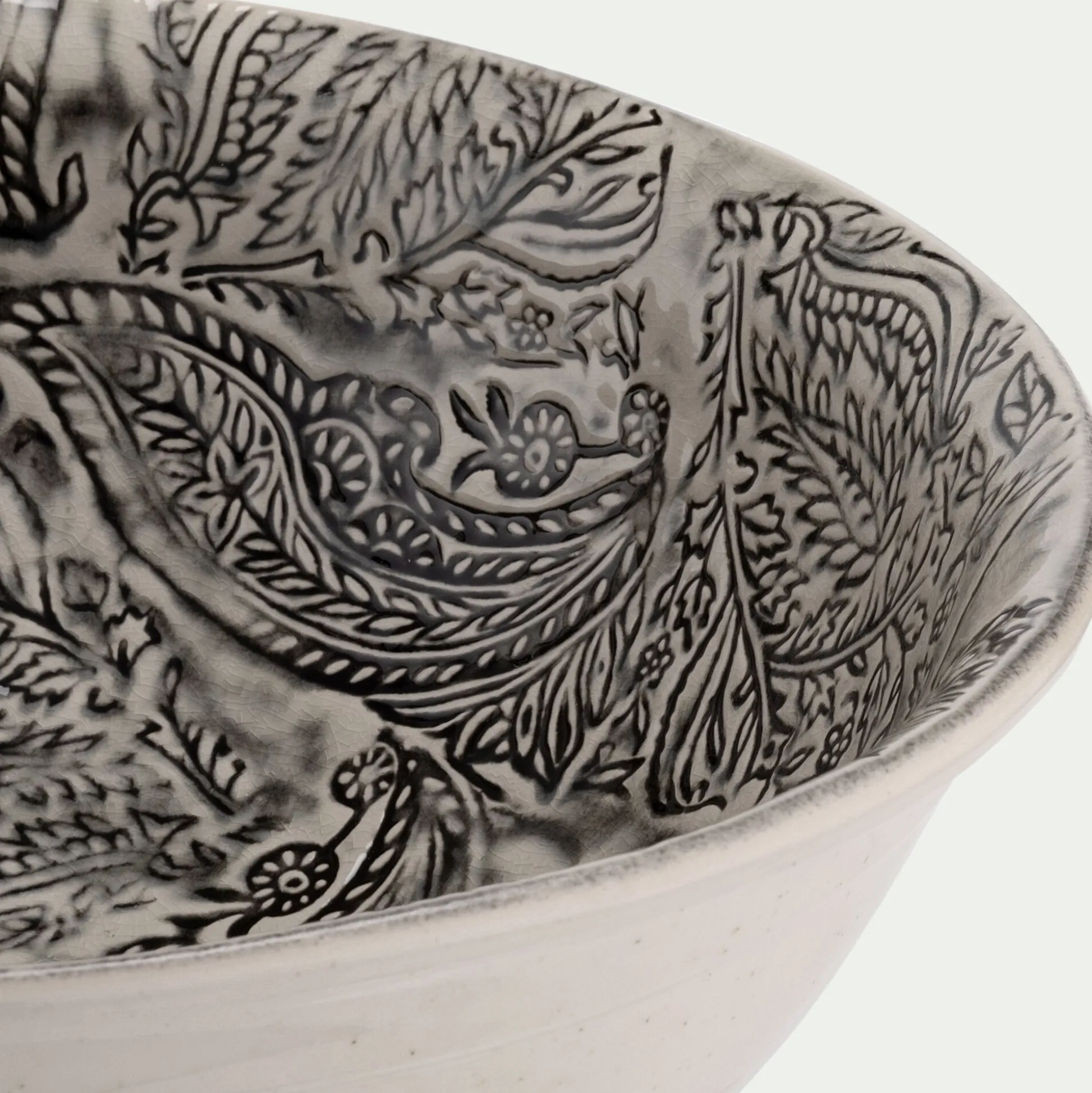 Saladier XXL en grès D38,7cm - beige