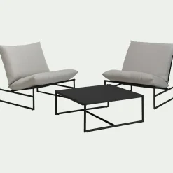 Salon de jardin en aluminium - noir (2 places)