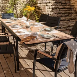 Salon de jardin repas extensible en aluminium - noir