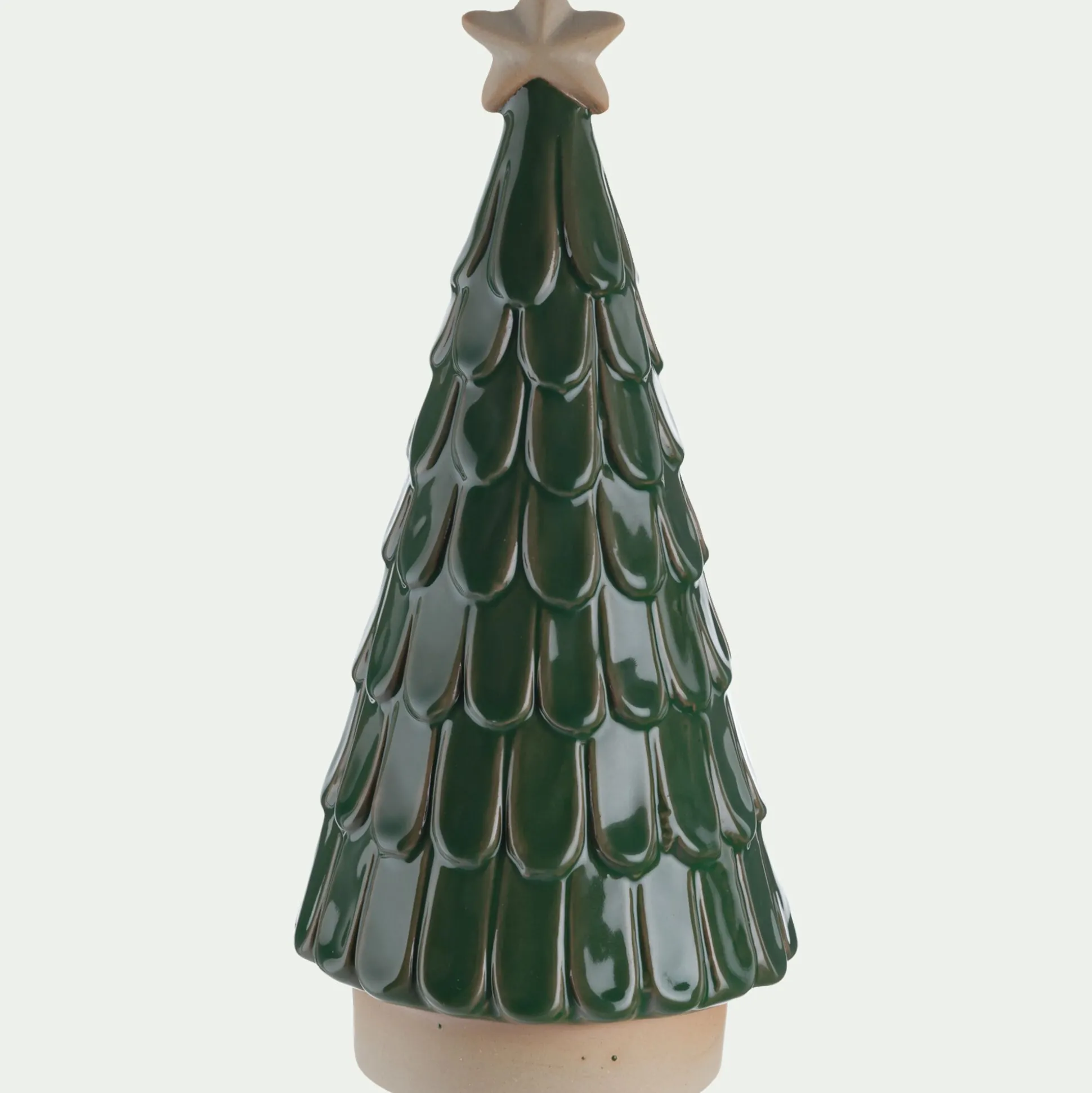 Sapin déco à écailles en grès D11,2cm - vert