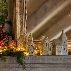 Sapin décoratif à poser en porcelaine H19cm - beige