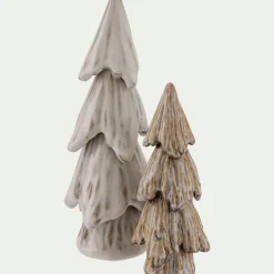 Sapin décoratif à poser en porcelaine H19cm - beige