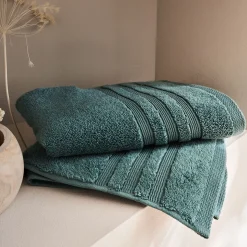Serviette de bain bouclette en coton - vert 50x100cm