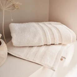 Serviette de bain bouclette en coton - blanc ventoux 50x100cm