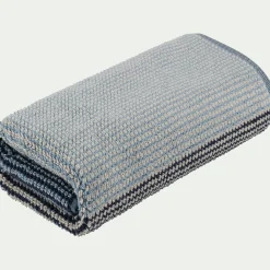 Serviette de toilette bouclette jacquard en coton 50x100cm - bleu