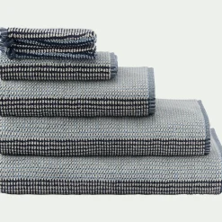 Serviette de toilette bouclette jacquard en coton 50x100cm - bleu