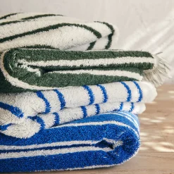 Serviette de toilette en coton à rayures 50x100cm - vert