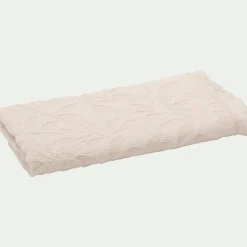 Serviette de toilette en coton motif floral 50x100cm - blanc écru