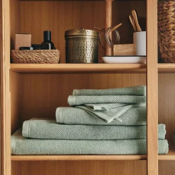 Serviette de toilette en bouclettes de coton bio 50x90cm - vert olivier