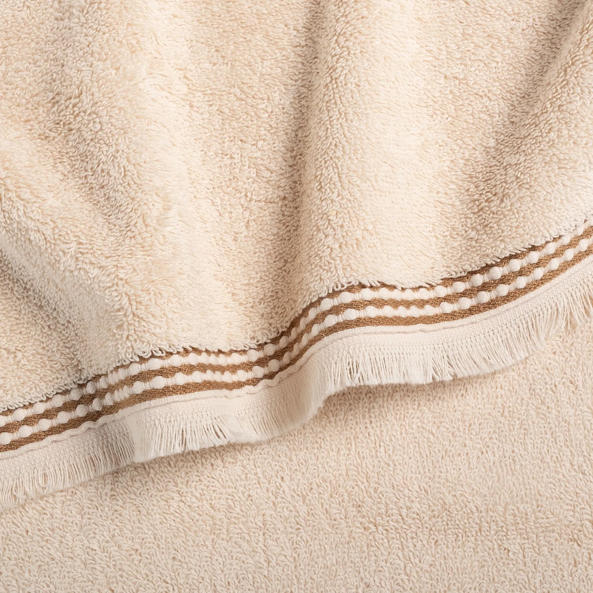 Serviette de toilette frangée en coton 50x100cm - blanc écru