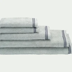 Serviette de toilette frangée en coton 50x100cm - bleu littoral