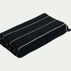 Serviette de toilette rayée en coton 50x100cm - noir