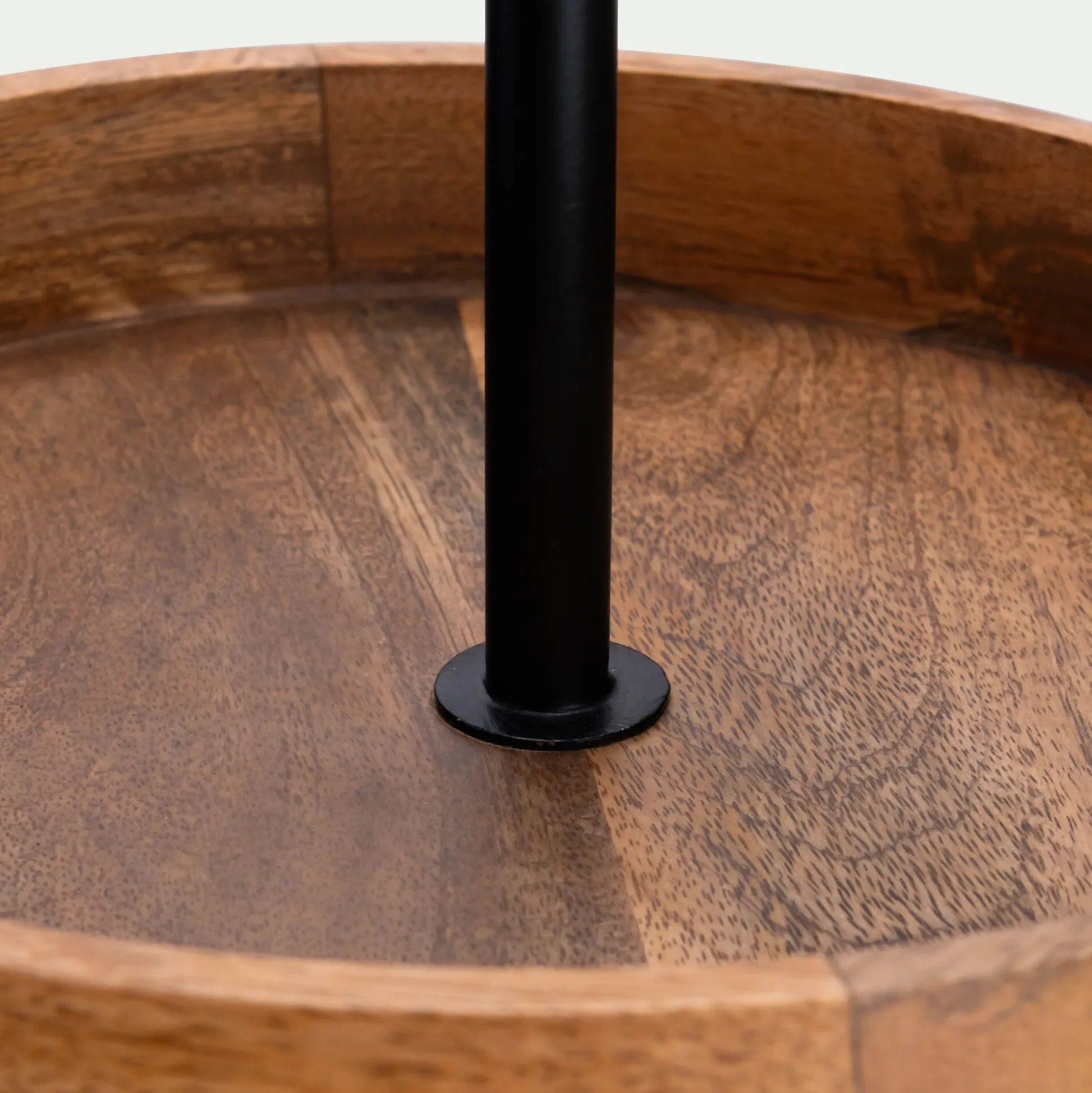 Serviteur 2 étages en bois de manguier H47cm - bois clair