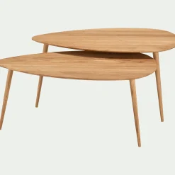 Set de 2 tables basses gigognes en chêne - bois clair