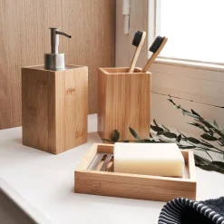 Set de salle de bain en bambou - naturel