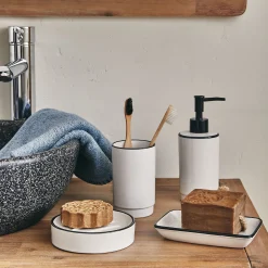 Set de salle de bain en grès - noir et blanc