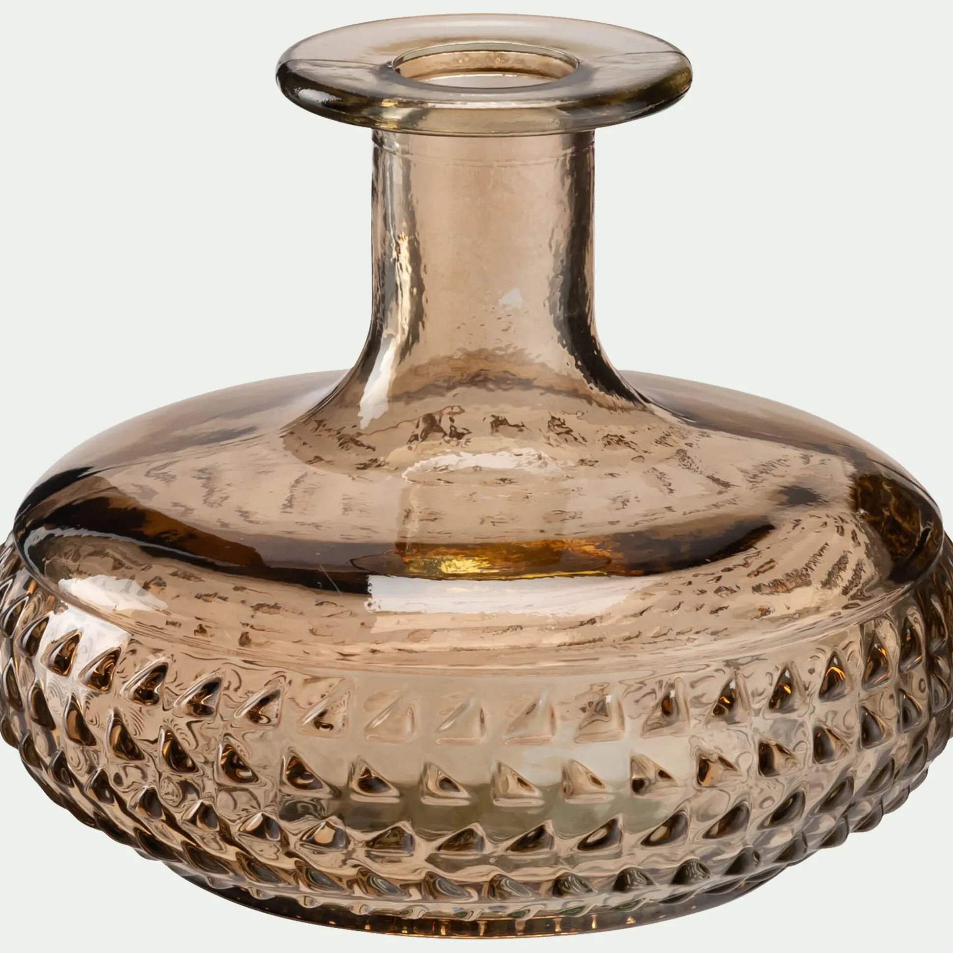 Soliflore en verre à motif H12cm - beige