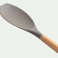 Spatule cuillère en bois et silicone - brun terre ombre