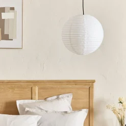 Suspension boule japonaise non électrifiée en papier de riz D40cm - blanc